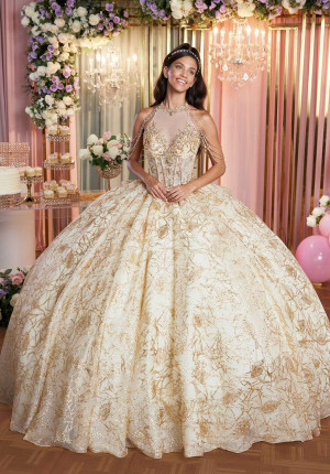Vizcaya 89514 Shimmering Illusion Halter Quince Gown