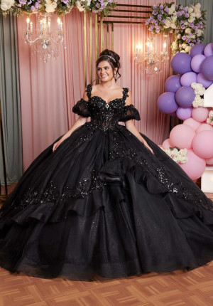 Vizcaya 89516 Dramatic Pouf Sleeve Quince Dress