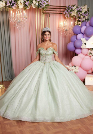 Vizcaya 89518 Fairytale Glitter Tulle Quinceanera Dress