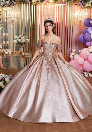 Vizcaya 89519 Glowing Metallic Brocade Quince Dress