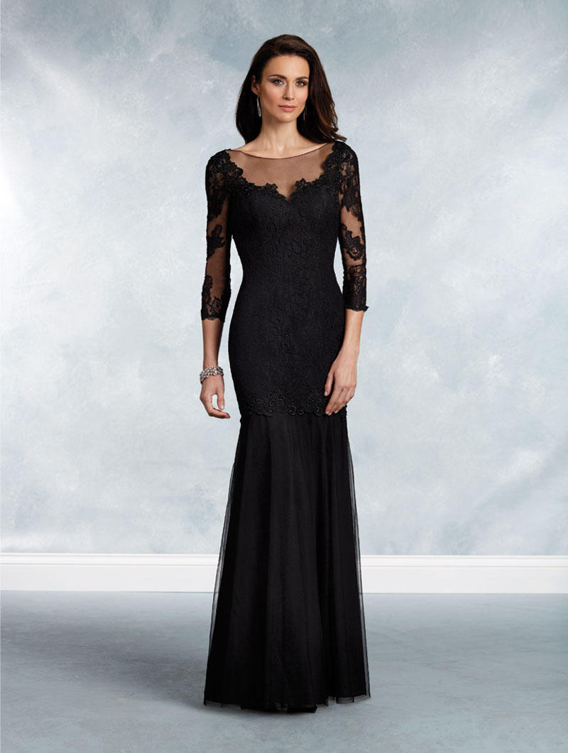 Alfred Angelo 9067 MOB Gown with Sheer Sleeves: French Novelty
