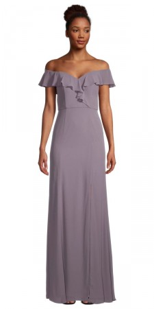 Bill Levkoff JUSTINE 907080 Flounced Off Shoulder Bridesmaid Dress