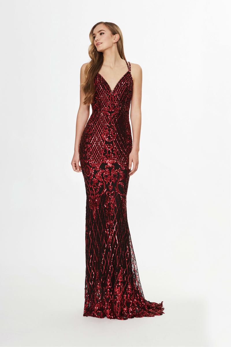 French Novelty: Angela and Alison 91038 Strappy Back Sequin Prom Dress