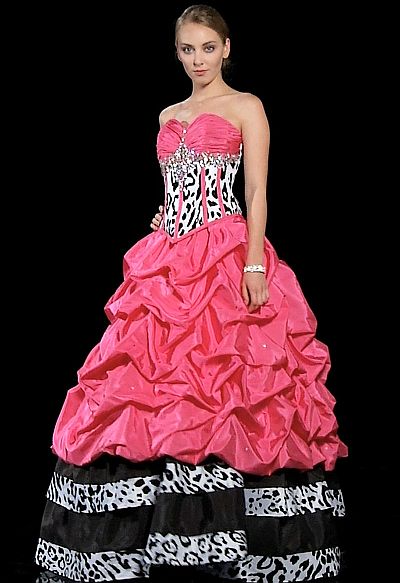 French Novelty: Alyce Two Piece Animal Print Quinceanera Dress 9105