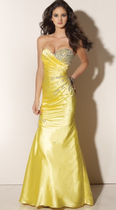 mori lee yellow prom dress