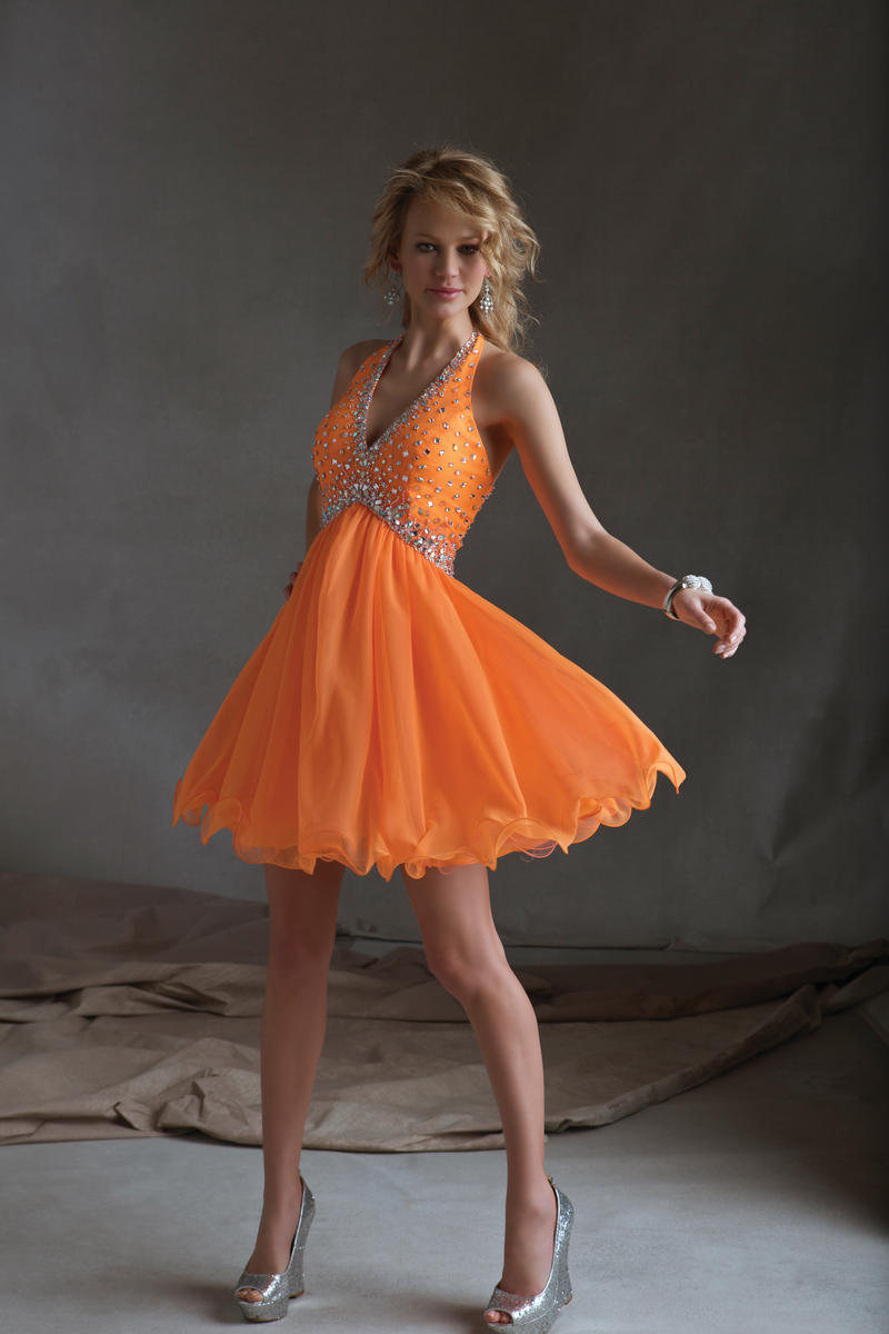 French Novelty Sticks and Stones 9247 Short Halter Prom Dress
