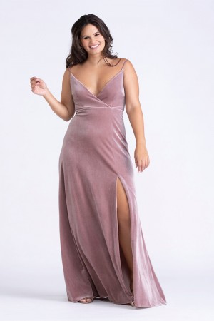 Watters FORD 9302 Deep V Velvet Bridesmaid Dress