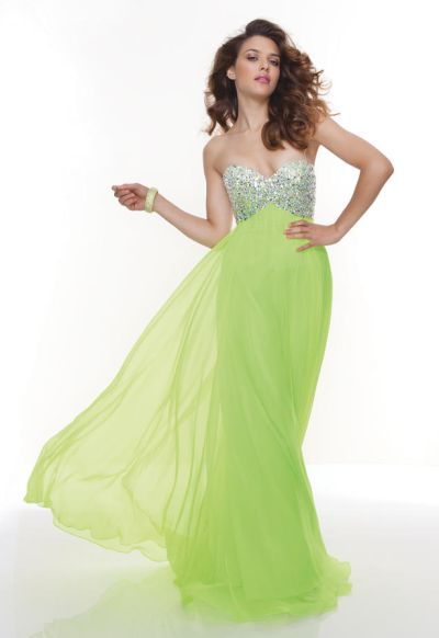 neon evening dress