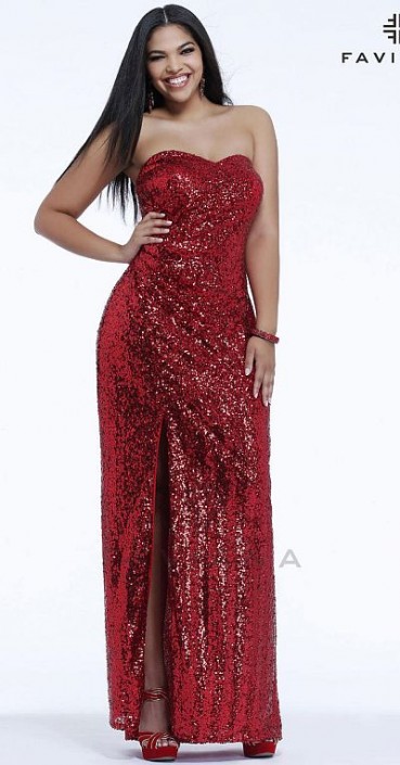 plus size red sequin gown