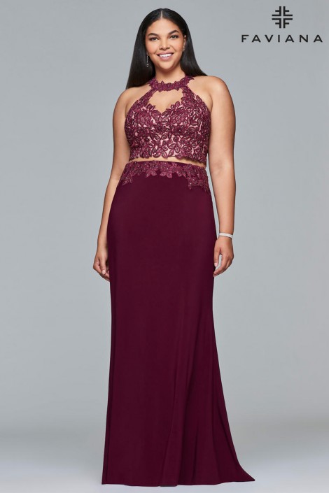 2 piece plus size prom dress
