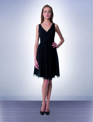 Bill Levkoff 945 V Neck Short Bridesmaid Dress