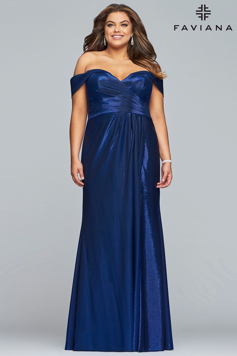 off the shoulder plus size prom dress