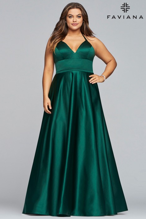 plus size satin prom dress