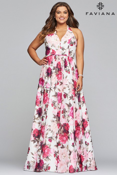 plus size floral prom dresses