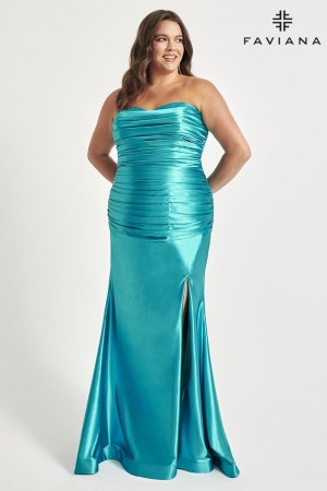 Faviana Curve 9545 Plus Size Pleated Gown
