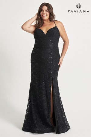 Faviana Curve 9546 Plus Size Lace Gown