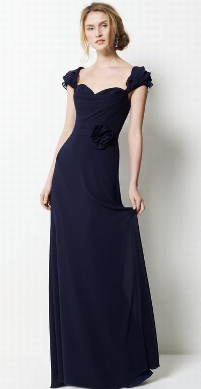 Watters Elegant Chiffon Long Bridesmaid Dress With Ruffle Straps Watters Elegant Chiffon Long Bridesmaid Dress With Ruffle Straps 9551 French Novelty