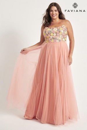 Faviana Curve 9557 Plus Size Sequin Top Gown
