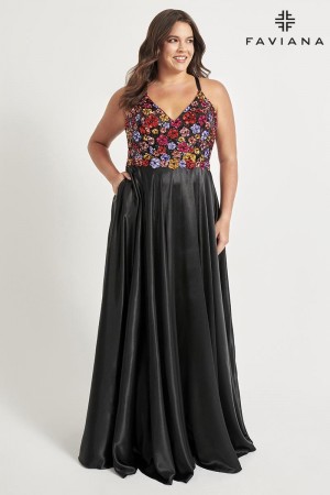 Faviana Curve 9558 Plus Size Sequin Top Gown