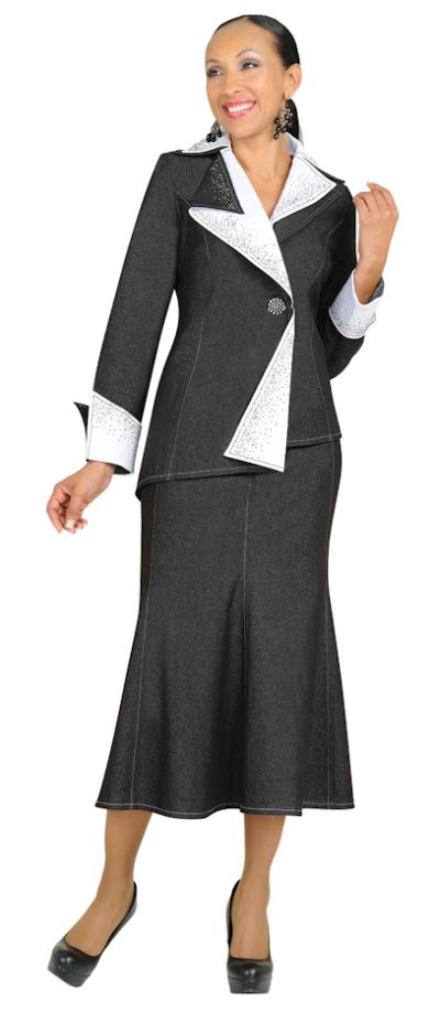 Devine Denim 95742 Womens Black and White Suits: French Novelty
