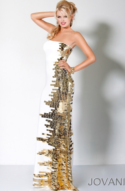 jovani white and gold dress