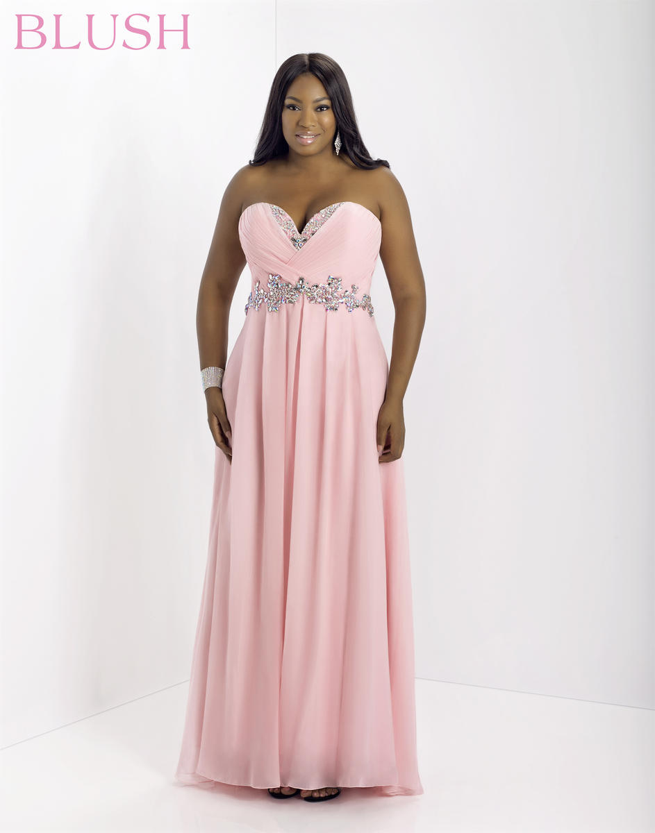 Blush pink plus sales size formal dress