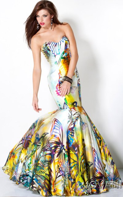 Jovani Colorful Butterfly Print Mermaid Prom Dress 9767: French ... Jovani Colorful Butterfly Print Mermaid Prom Dress 9767: French ...