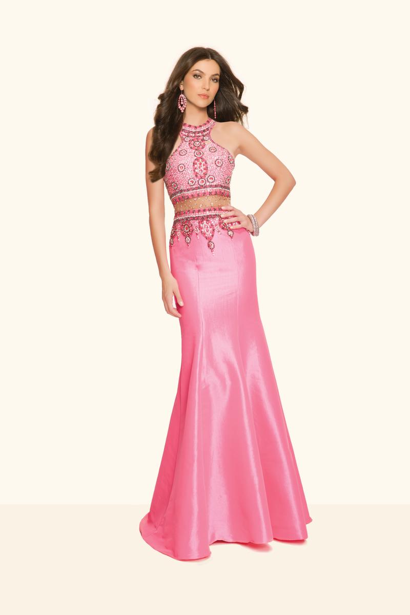 French Novelty: Mori Lee Paparazzi 98141 Taffeta Prom Gown with Sheer Waist