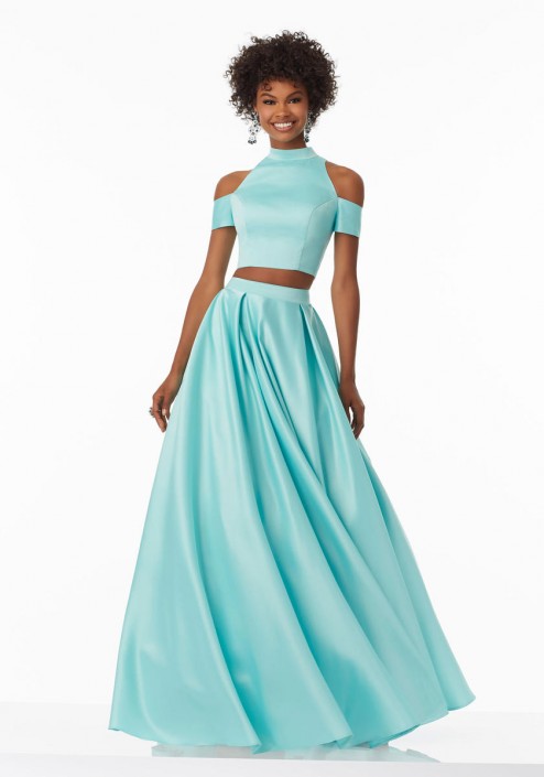 size 0 aqua morilee 99035 exposed shoulder 2pc prom dress french size 0 prom dress