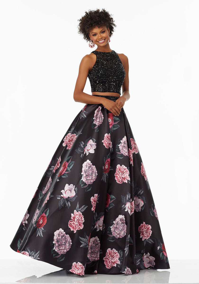 French Novelty: Morilee 99096 Floral Print 2pc Prom Dress
