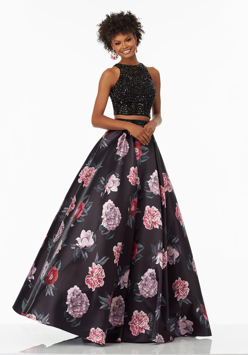 French Novelty Morilee 99096 Floral Print 2pc Prom Dress