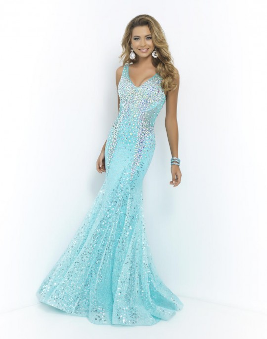 Blush 9925 Sheer Beaded Mermaid Dress: French Novelty - 540x687 - jpeg Ice Blue Mermaid Wedding Dress
