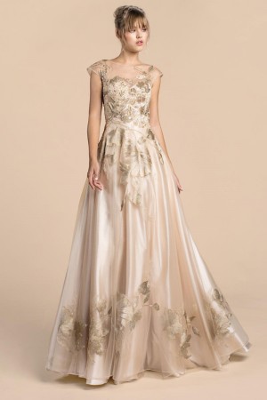 Andrea and Leo A0081 Enchanting Metallic Floral Gown
