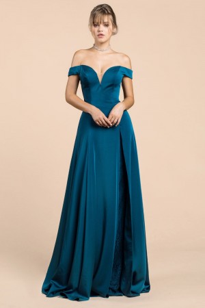 Andrea and Leo A0524 Off Shoulder Gown with Lace Insert