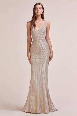 Andrea and Leo A0646 Starlight Metallic Gown