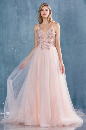 Andrea and Leo A0721 Floral 3-D Prom Dress