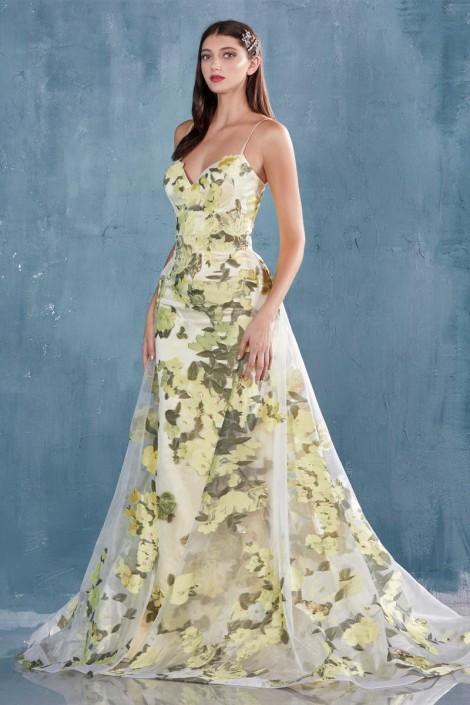 organza floral prom dress