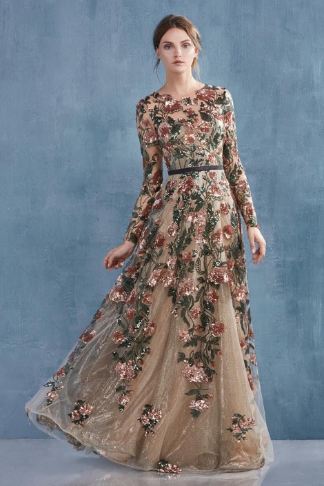 Adrianna papell online floral sequin gown