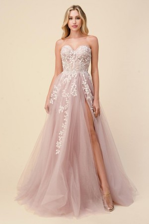 Size 4 Haze Blue Andrea and Leo A1029 Angelonia Diamond Glitter Gown