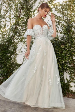 Andrea and Leo A1046 Willow Gown with Removable Puff Sleeves