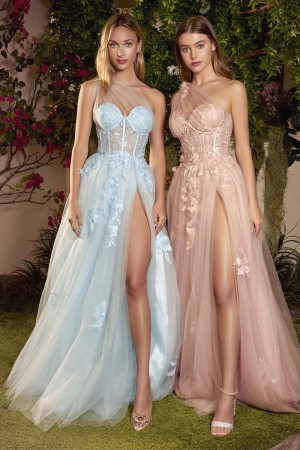 Andrea and Leo A1053 Leila Sheer Lace One Shoulder Gown