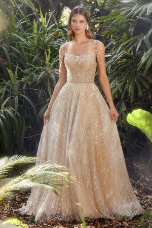Andrea and Leo A1112 Champagne Glass Bead Gown