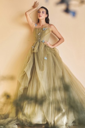 Andrea and Leo A1113 Dancing Butterflies Plisse Gown