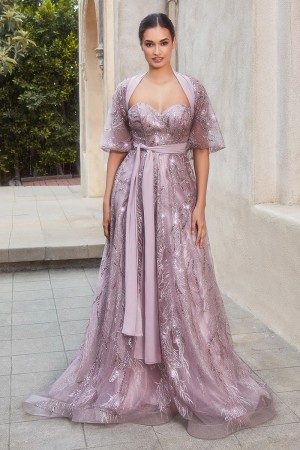 Andrea and Leo A1174 Shimmer Leaf Motif Gown