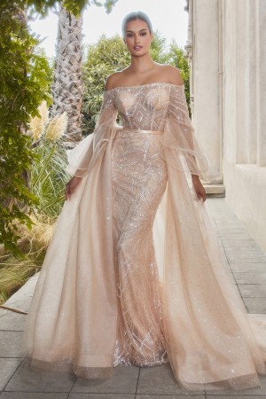 Andrea and Leo A1175 Glass Beaded Flare Sleeve Gown