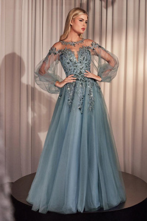 Andrea and Leo A1263 Gorgeous Sheer Long Sleeve Gown