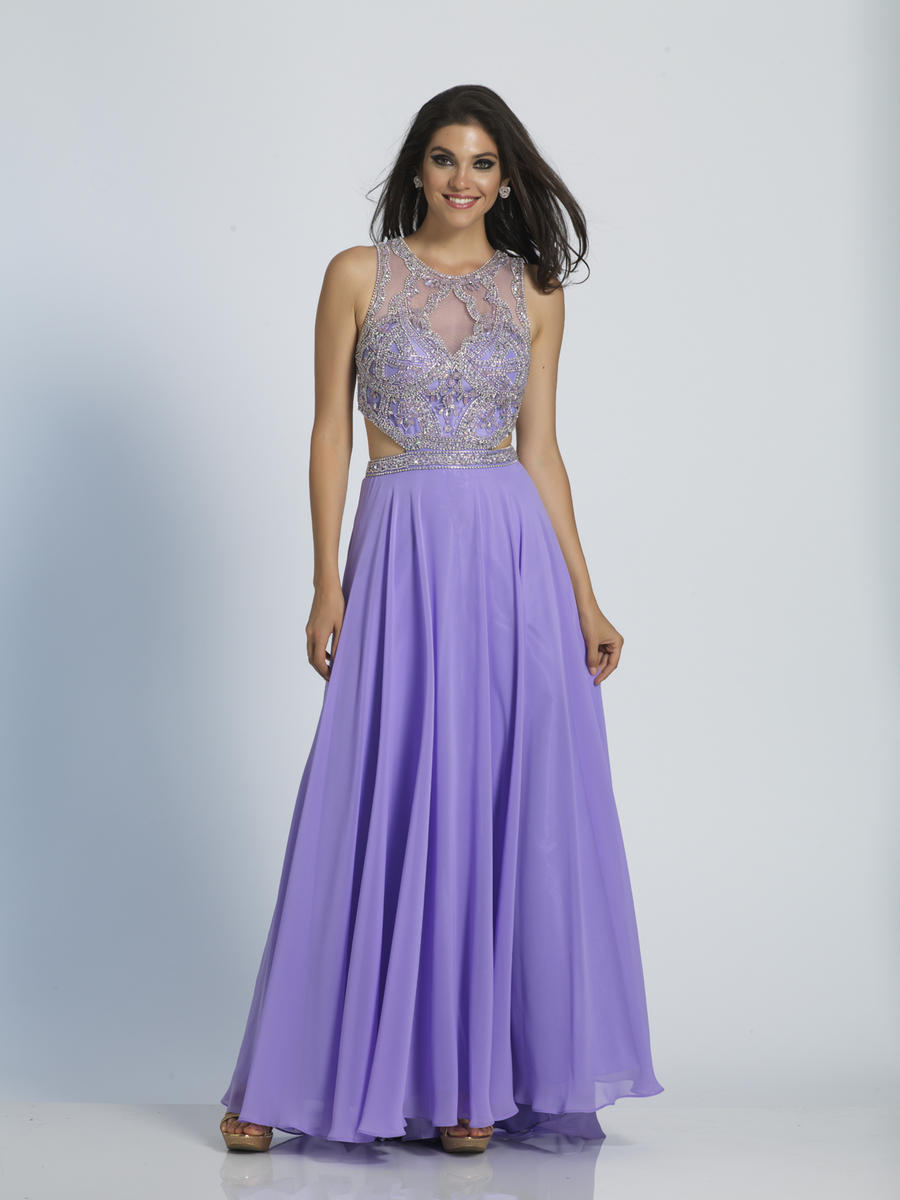 French Novelty: Dave and Johnny A4361 Chiffon Prom Gown with Cutout Sides