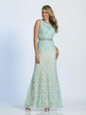 Size 16 Aqua Dave and Johnny A5050 Lace Evening Gown