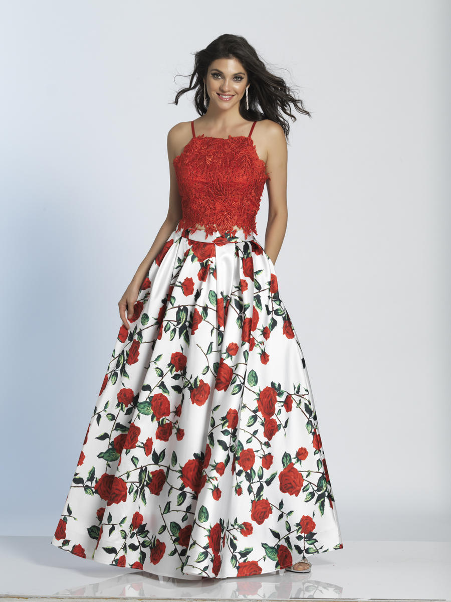 red floral 2 piece outfit