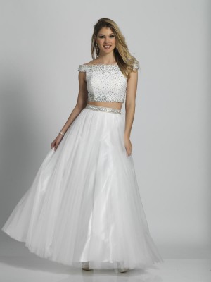 Size 4 Ivory Dave and Johnny A6092 Beaded 2 Piece Prom Dress
